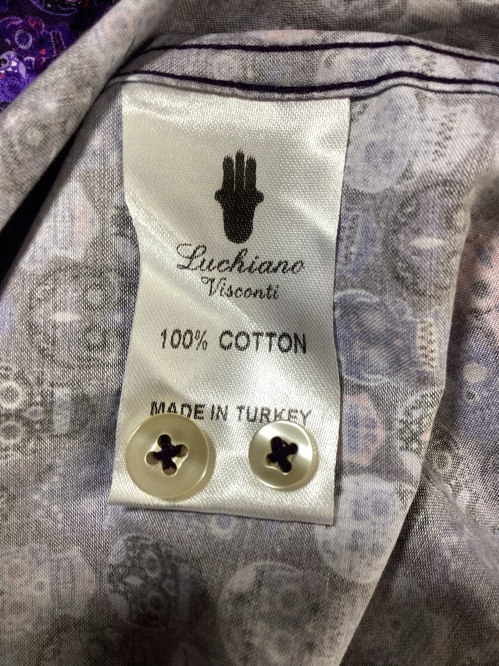 Men's Purple Skull-Pattern Button-Down Dress Shirt - Picture 7 of 11